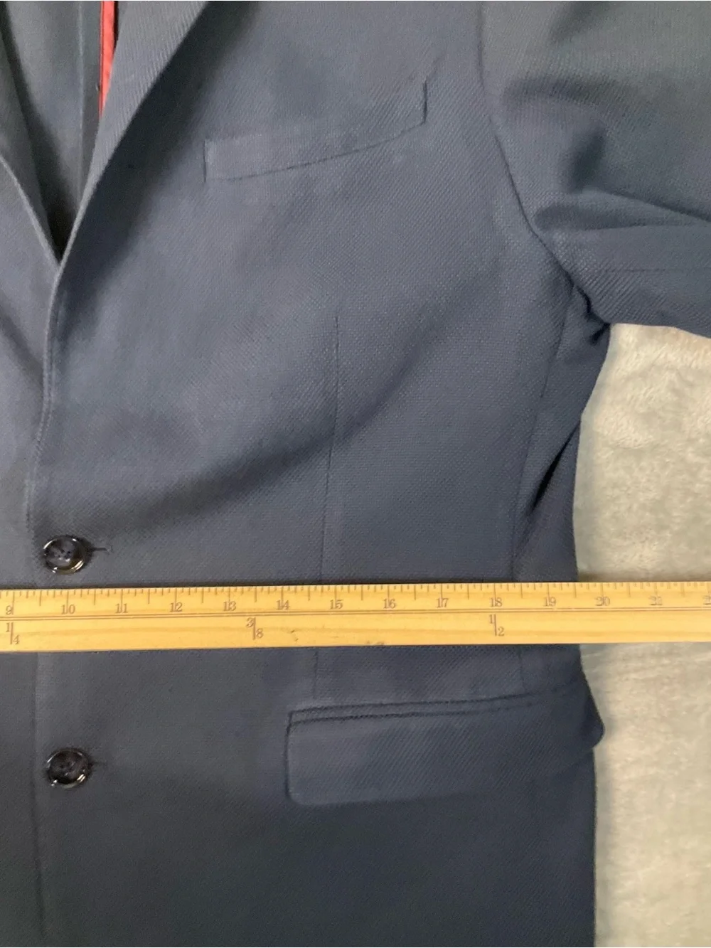 Express Photographer Men's Large Navy Two-Button Sports Coat Slim Fit